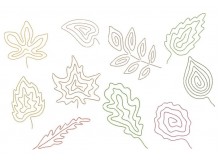 Stickserie - Herbstblätter Line Art